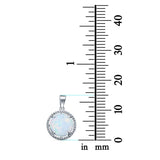 Lab Created Opal Round Cubic Zirconia 925 Sterling Silver Charm Pendant