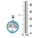 Lab Created Opal Family Tree of Life Whimsical 925 Sterling Silver Charm Pendant