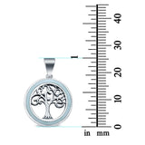 Lab Created Opal Family Tree of Life Whimsical 925 Sterling Silver Charm Pendant