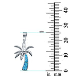 Lab Created Opal Palm Tree 925 Sterling Silver Charm Pendant