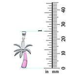 Lab Created Opal Palm Tree 925 Sterling Silver Charm Pendant