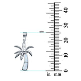 Lab Created Opal Palm Tree 925 Sterling Silver Charm Pendant