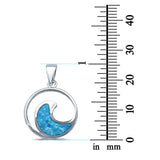 Lab Created Opal Ocean Wave 925 Sterling Silver Charm Pendant