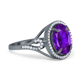 Oval Accent Wedding Engagement Ring Simulated Cubic Zirconia 925 Sterling Silver