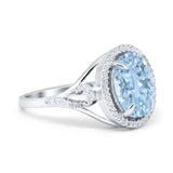 Oval Accent Wedding Engagement Ring Simulated Cubic Zirconia 925 Sterling Silver