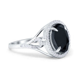 Oval Accent Wedding Engagement Ring Simulated Cubic Zirconia 925 Sterling Silver