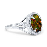 Oval Accent Wedding Engagement Ring Simulated Cubic Zirconia 925 Sterling Silver