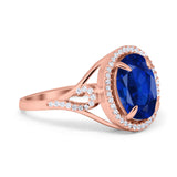 Oval Accent Wedding Engagement Ring Simulated Cubic Zirconia 925 Sterling Silver