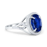 Oval Accent Wedding Engagement Ring Simulated Cubic Zirconia 925 Sterling Silver