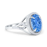 Oval Accent Wedding Engagement Ring Simulated Cubic Zirconia 925 Sterling Silver