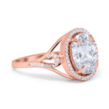 Oval Accent Wedding Engagement Ring Simulated Cubic Zirconia 925 Sterling Silver