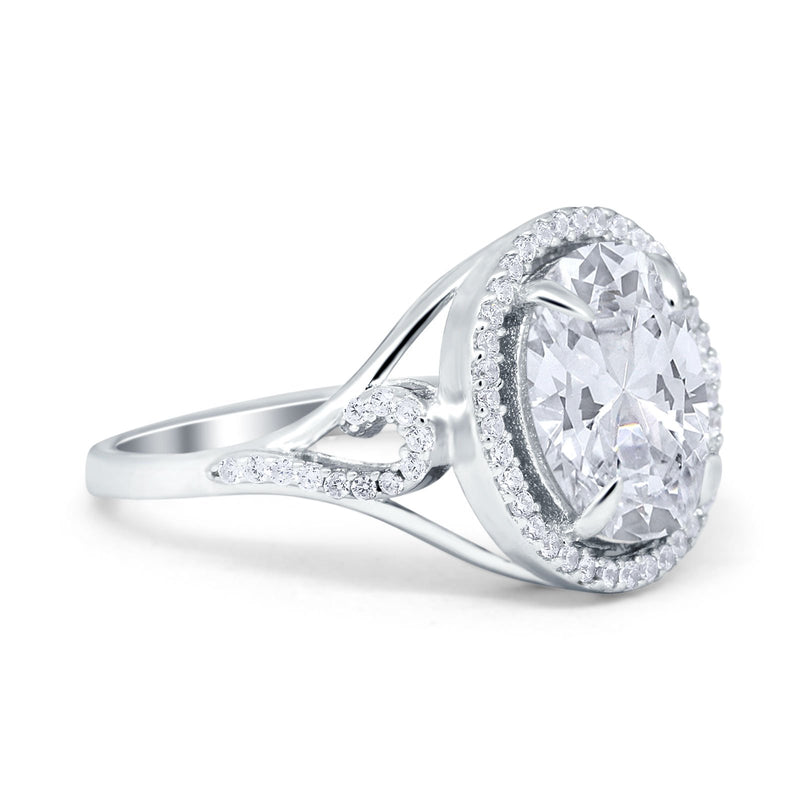 Oval Accent Wedding Engagement Ring Simulated Cubic Zirconia 925 Sterling Silver