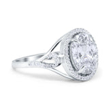Oval Accent Wedding Engagement Ring Simulated Cubic Zirconia 925 Sterling Silver