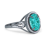 Oval Accent Wedding Engagement Ring Simulated Cubic Zirconia 925 Sterling Silver