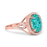 Oval Accent Wedding Engagement Ring Simulated Cubic Zirconia 925 Sterling Silver