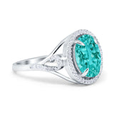 Oval Accent Wedding Engagement Ring Simulated Cubic Zirconia 925 Sterling Silver
