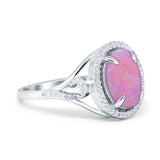 Oval Accent Wedding Engagement Ring Simulated Cubic Zirconia 925 Sterling Silver