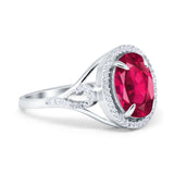 Oval Accent Wedding Engagement Ring Simulated Cubic Zirconia 925 Sterling Silver