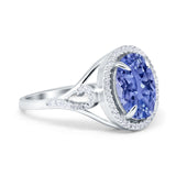 Oval Accent Wedding Engagement Ring Simulated Cubic Zirconia 925 Sterling Silver