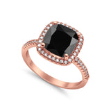 Engagement Ring Solitaire Cushion Simulated Cubic Zirconia 925 Sterling Silver