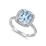 Engagement Ring Solitaire Cushion Simulated Cubic Zirconia 925 Sterling Silver