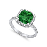 Engagement Ring Solitaire Cushion Simulated Cubic Zirconia 925 Sterling Silver
