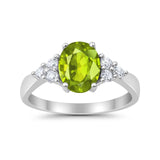 Solitaire Oval Three Stone Simulated Cubic Zirconia 925 Sterling Silver