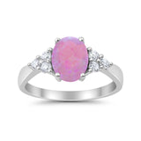 Solitaire Oval Three Stone Simulated Cubic Zirconia 925 Sterling Silver