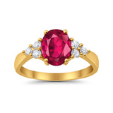 Solitaire Oval Three Stone Simulated Cubic Zirconia 925 Sterling Silver