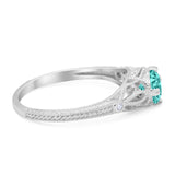 Vintage Design Engagement Solitaire Ring Simulated Cubic Zirconia 925 Sterling Silver