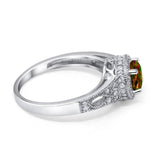 Solitaire Halo Wedding Ring Round Simulated Cubic Zirconia 925 Sterling Silver