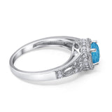 Solitaire Halo Wedding Ring Round Simulated Cubic Zirconia 925 Sterling Silver