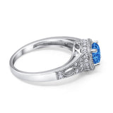 Solitaire Halo Wedding Ring Round Simulated Cubic Zirconia 925 Sterling Silver