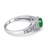 Solitaire Halo Wedding Ring Round Simulated Cubic Zirconia 925 Sterling Silver