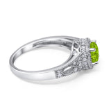Solitaire Halo Wedding Ring Round Simulated Cubic Zirconia 925 Sterling Silver