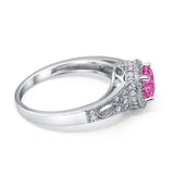Solitaire Halo Wedding Ring Round Simulated Cubic Zirconia 925 Sterling Silver