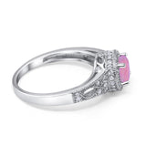 Solitaire Halo Wedding Ring Round Simulated Cubic Zirconia 925 Sterling Silver