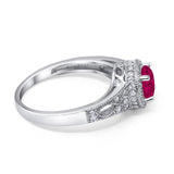 Solitaire Halo Wedding Ring Round Simulated Cubic Zirconia 925 Sterling Silver