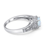 Solitaire Halo Wedding Ring Round Simulated Cubic Zirconia 925 Sterling Silver