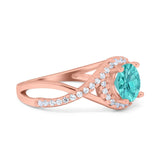 Halo Wedding Engagement Ring Infinity Twisted Shank Round Simulated Cubic Zirconia 925 Sterling Silver