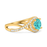 Halo Wedding Engagement Ring Infinity Twisted Shank Round Simulated Cubic Zirconia 925 Sterling Silver