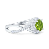 Halo Wedding Engagement Ring Infinity Twisted Shank Round Simulated Cubic Zirconia 925 Sterling Silver