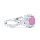 Halo Wedding Engagement Ring Infinity Twisted Shank Round Simulated Cubic Zirconia 925 Sterling Silver