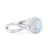Halo Wedding Engagement Ring Infinity Twisted Shank Round Simulated Cubic Zirconia 925 Sterling Silver