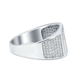 Hip Hop Ring Ice Micro Pave Round Eternity Simulated CZ 925 Sterling Silver