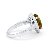 Halo Fashion Ring Heart Simulated Cubic Zirconia 925 Sterling Silver