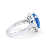 Halo Fashion Ring Heart Simulated Cubic Zirconia 925 Sterling Silver