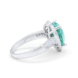 Halo Fashion Ring Heart Simulated Cubic Zirconia 925 Sterling Silver