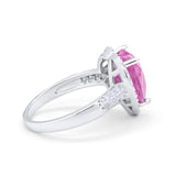 Halo Fashion Ring Heart Simulated Cubic Zirconia 925 Sterling Silver