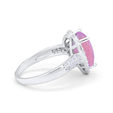 Halo Fashion Ring Heart Simulated Cubic Zirconia 925 Sterling Silver